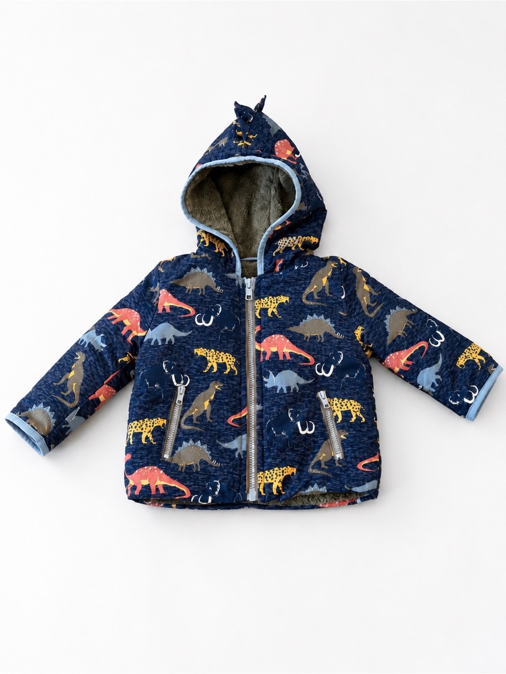 Mick Mack Dinosaur Hooded Jacket 12M Plush Lined Winter Coat